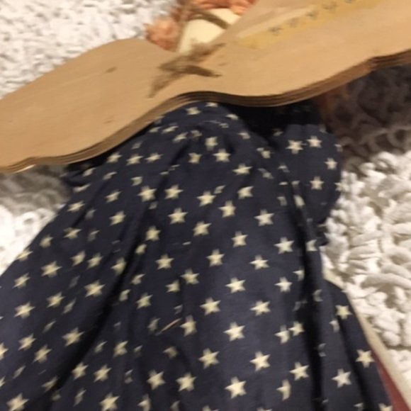 VTG Patriotic Angel Red White Blue Stars Stripes Hanging Door Welcome Doll 17x16 - Picture 5 of 11